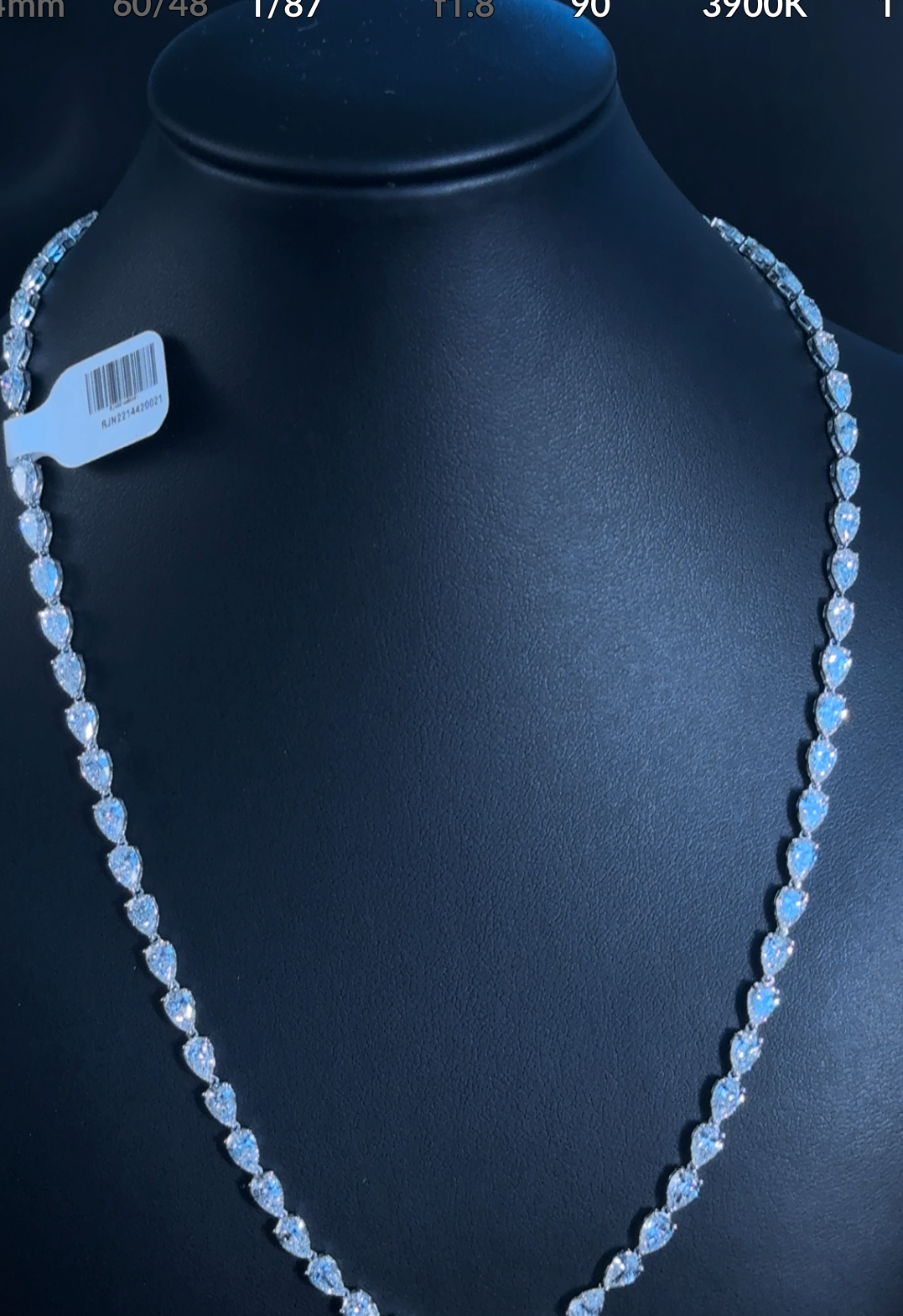 18.57ctw Pear Lab Diamond  14kt White Gold Tennis Necklace