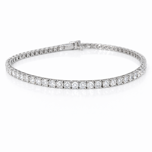 14kt White Gold Round Lab Diamond Tennis Bracelet 3.03ctw