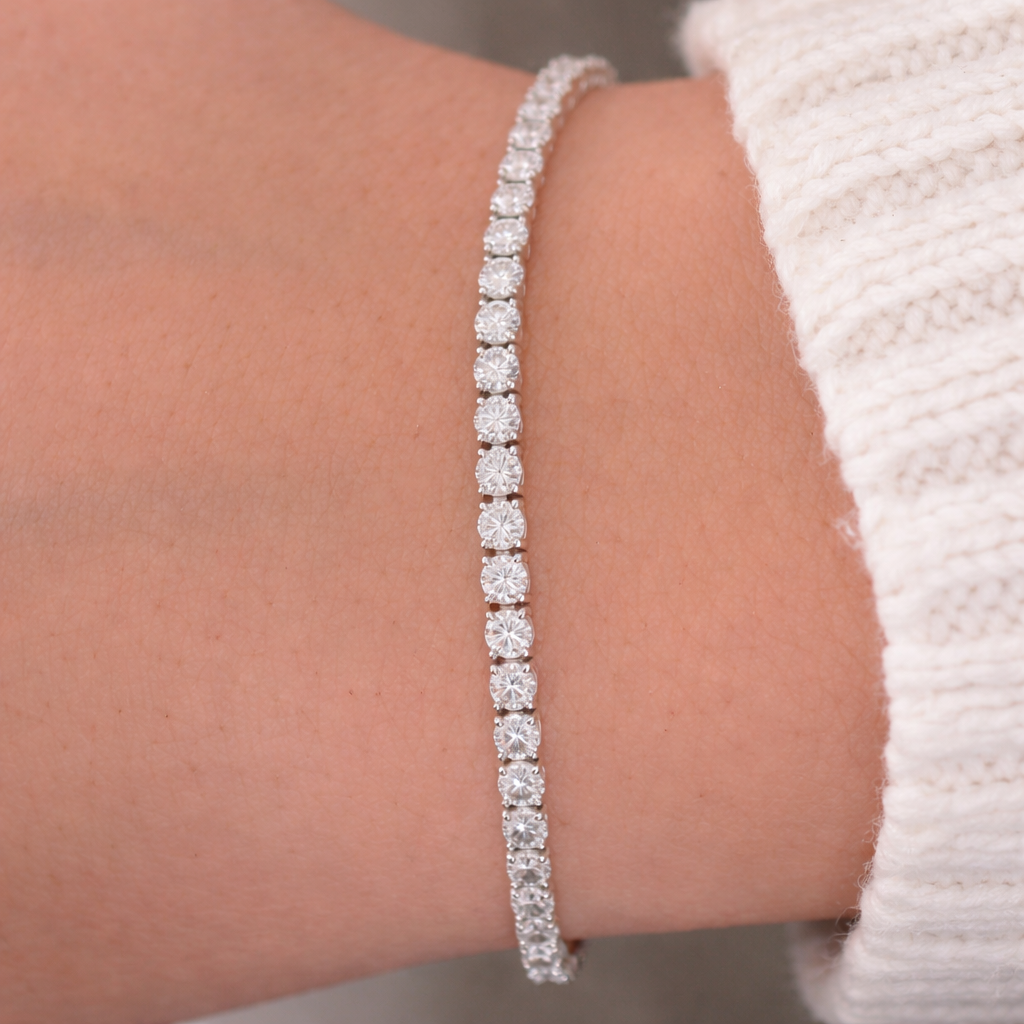 14kt White Gold Round Lab Diamond Tennis Bracelet 5.23ctw