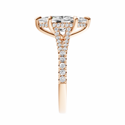 Marquise Traditional Split-Shank Cathedral Hidden Halo Setting