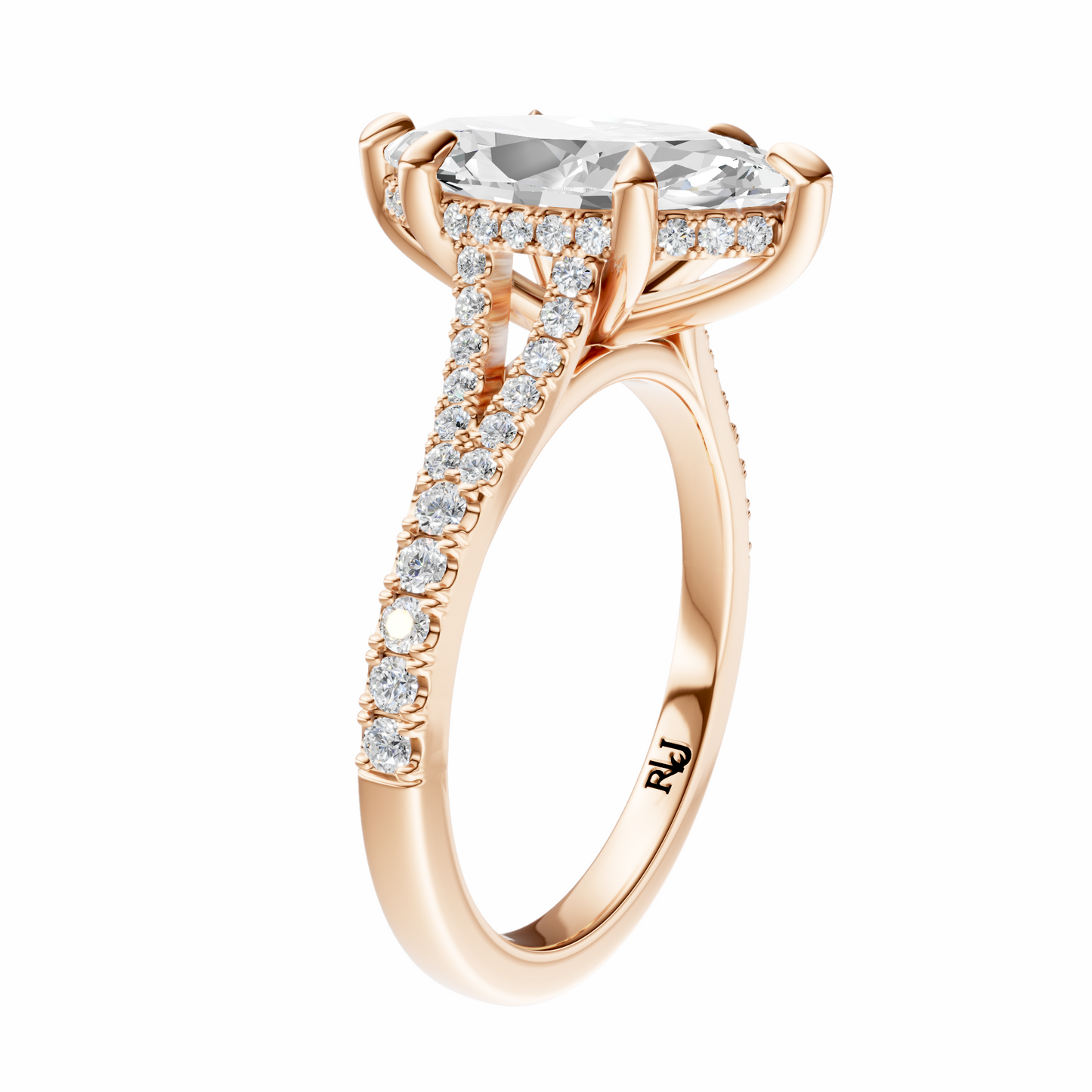 Marquise Traditional Split-Shank Cathedral Hidden Halo Setting