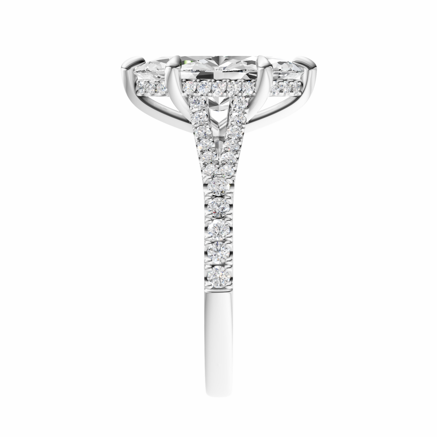 Marquise Traditional Split-Shank Cathedral Hidden Halo Setting