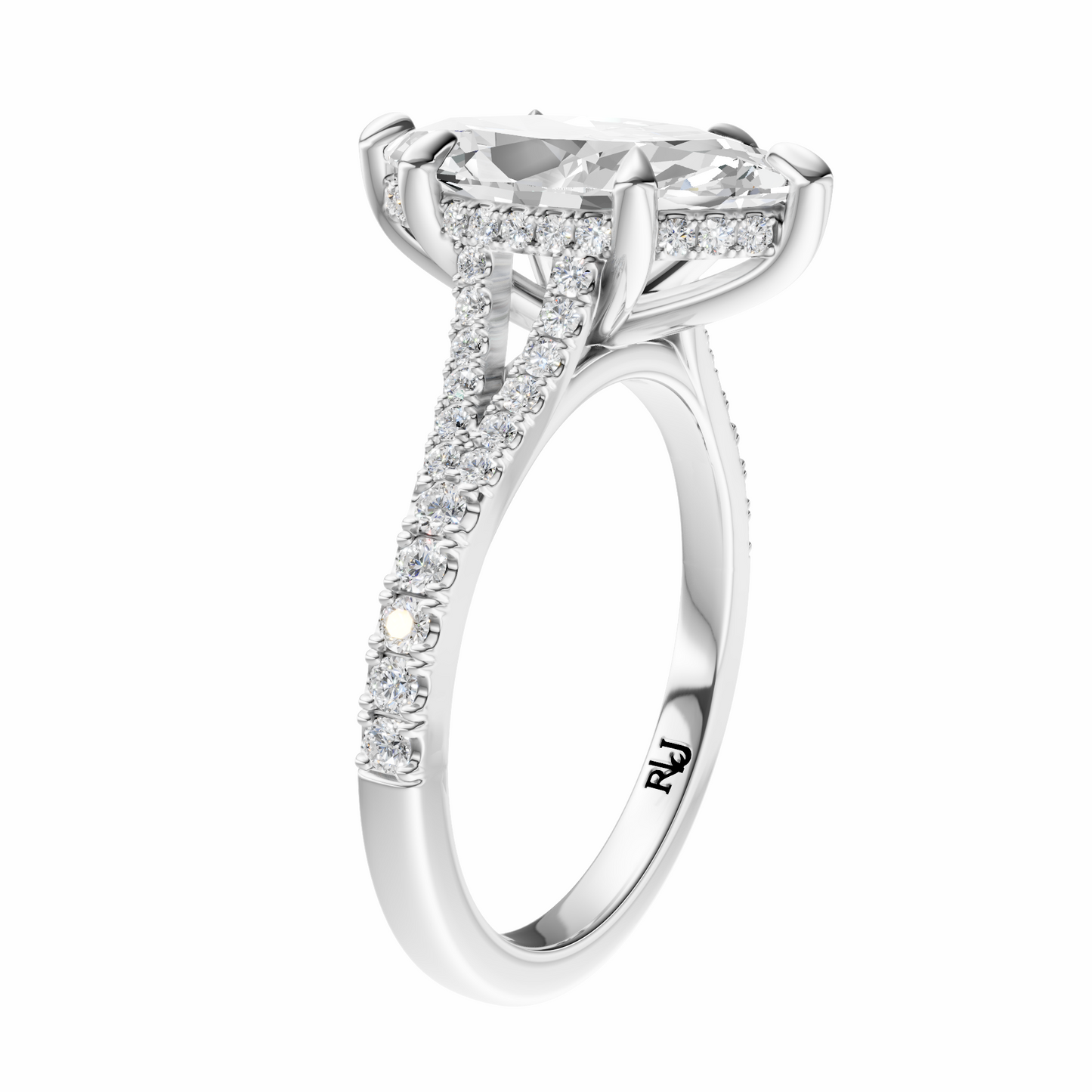 Marquise Traditional Split-Shank Cathedral Hidden Halo Setting