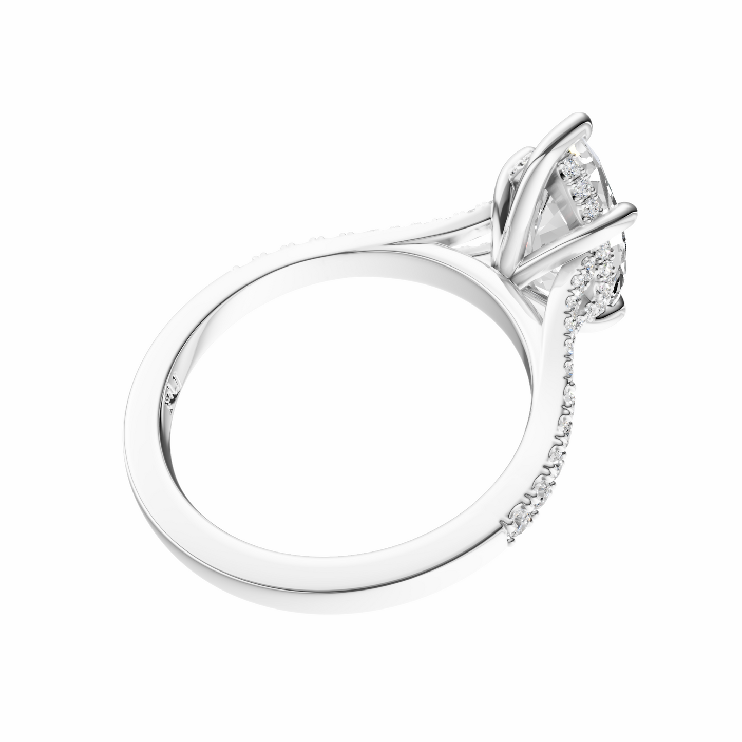 Marquise Traditional Split-Shank Cathedral Hidden Halo Setting