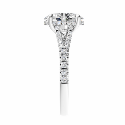 Oval Traditional Split-Shank Cathedral Hidden Halo Setting