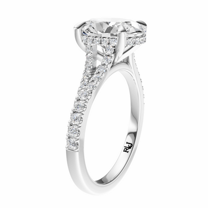 Oval Traditional Split-Shank Cathedral Hidden Halo Setting