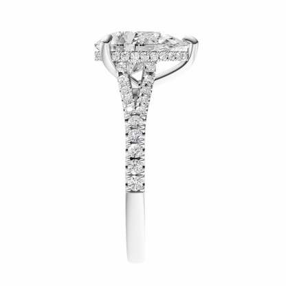 Pear Traditional Split-Shank Cathedral Hidden Halo Setting