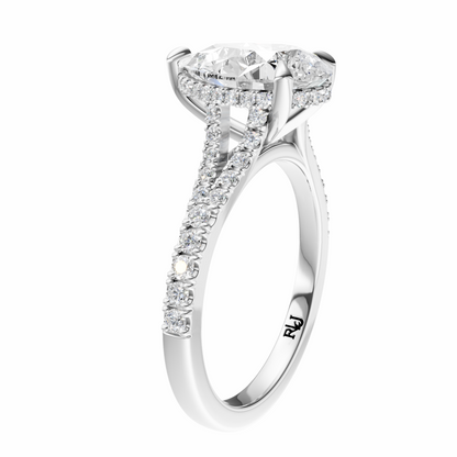 Pear Traditional Split-Shank Cathedral Hidden Halo Setting
