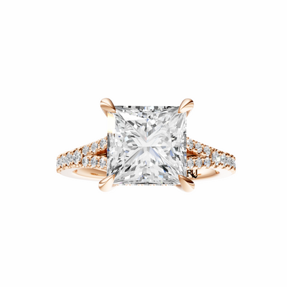 Princess Traditional Split-Shank Cathedral Hidden Halo Setting