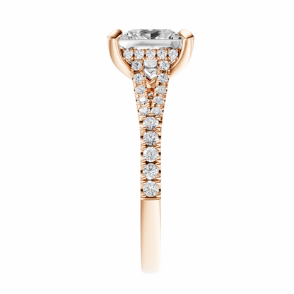 Princess Traditional Split-Shank Cathedral Hidden Halo Setting