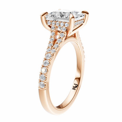 Princess Traditional Split-Shank Cathedral Hidden Halo Setting