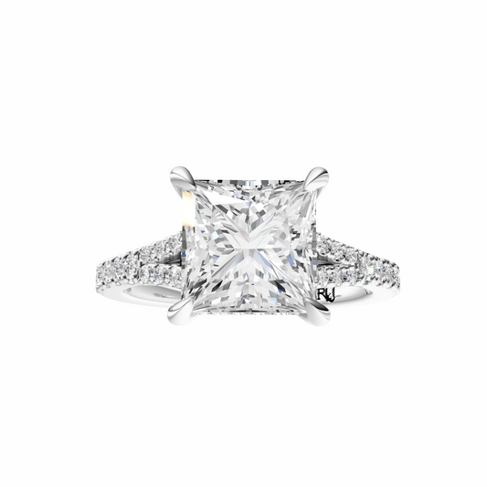 Princess Traditional Split-Shank Cathedral Hidden Halo Setting