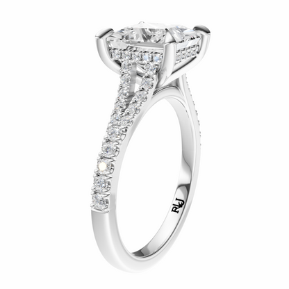 Princess Traditional Split-Shank Cathedral Hidden Halo Setting