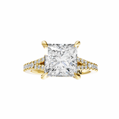 Princess Traditional Split-Shank Cathedral Hidden Halo Setting