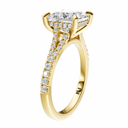 Princess Traditional Split-Shank Cathedral Hidden Halo Setting