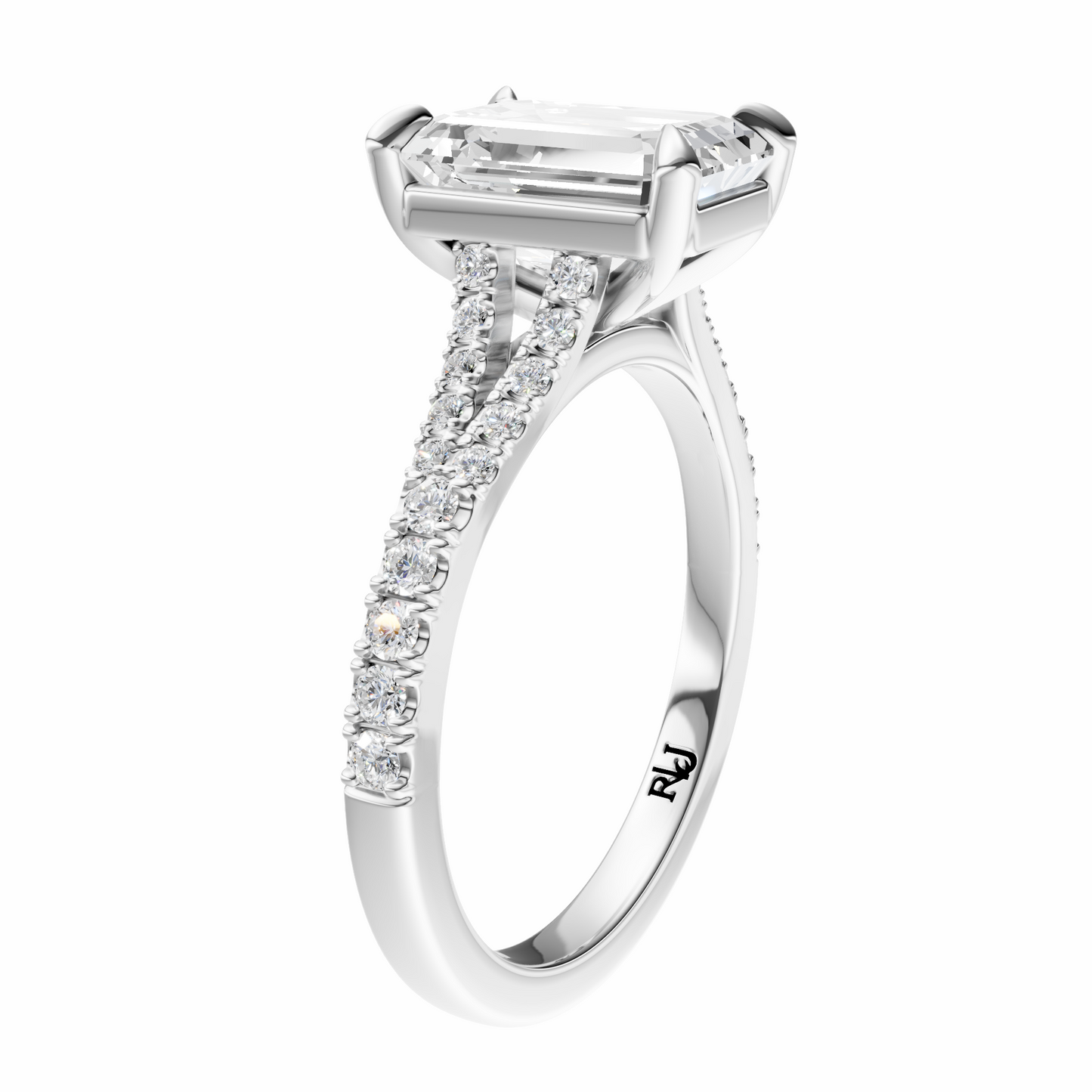 Emerald Traditional Split-Shank Cathedral Setting