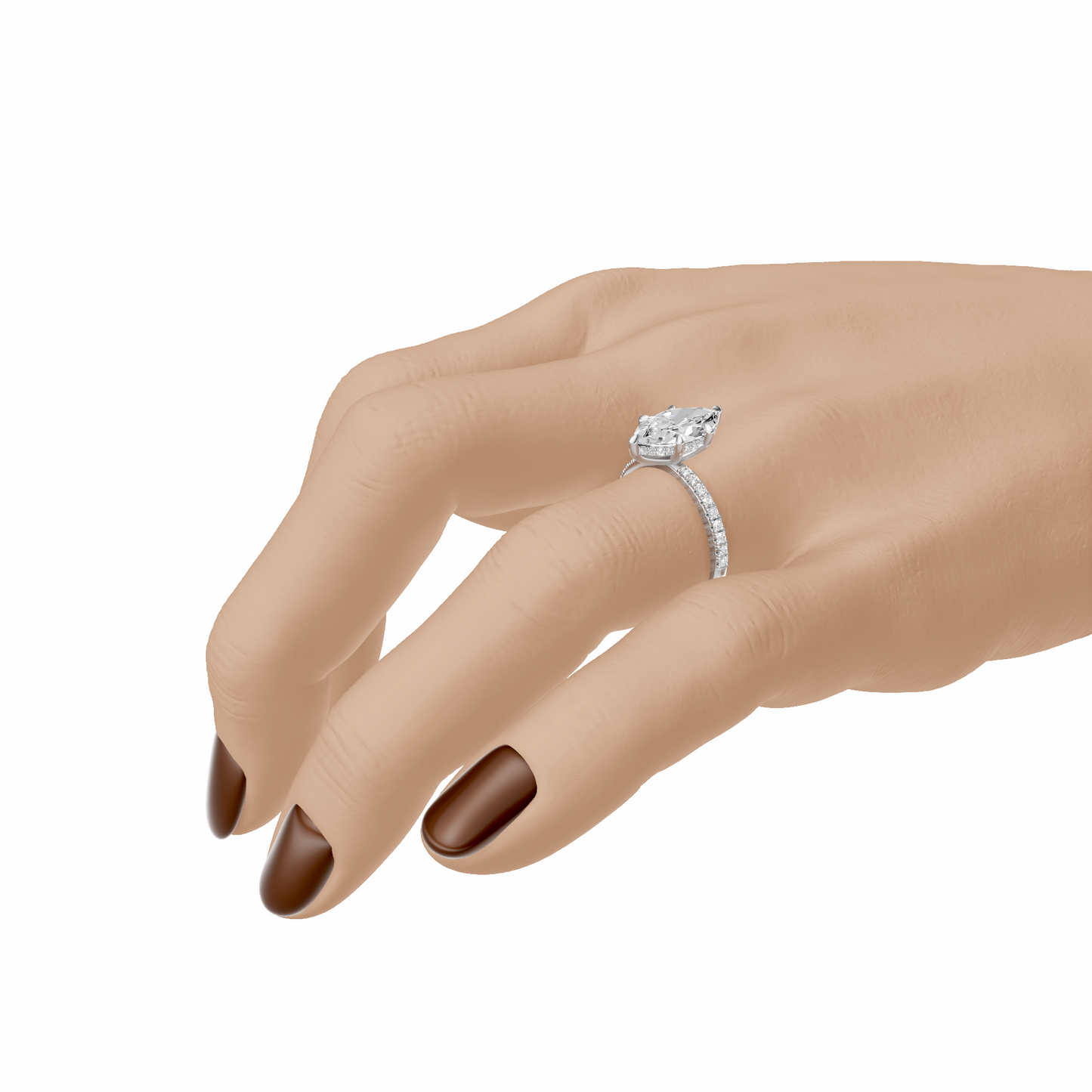 Marquise Traditional Elegance Hidden Halo Setting