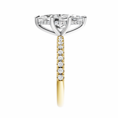 Marquise Mixed Metal Traditional Elegance Hidden Halo Setting