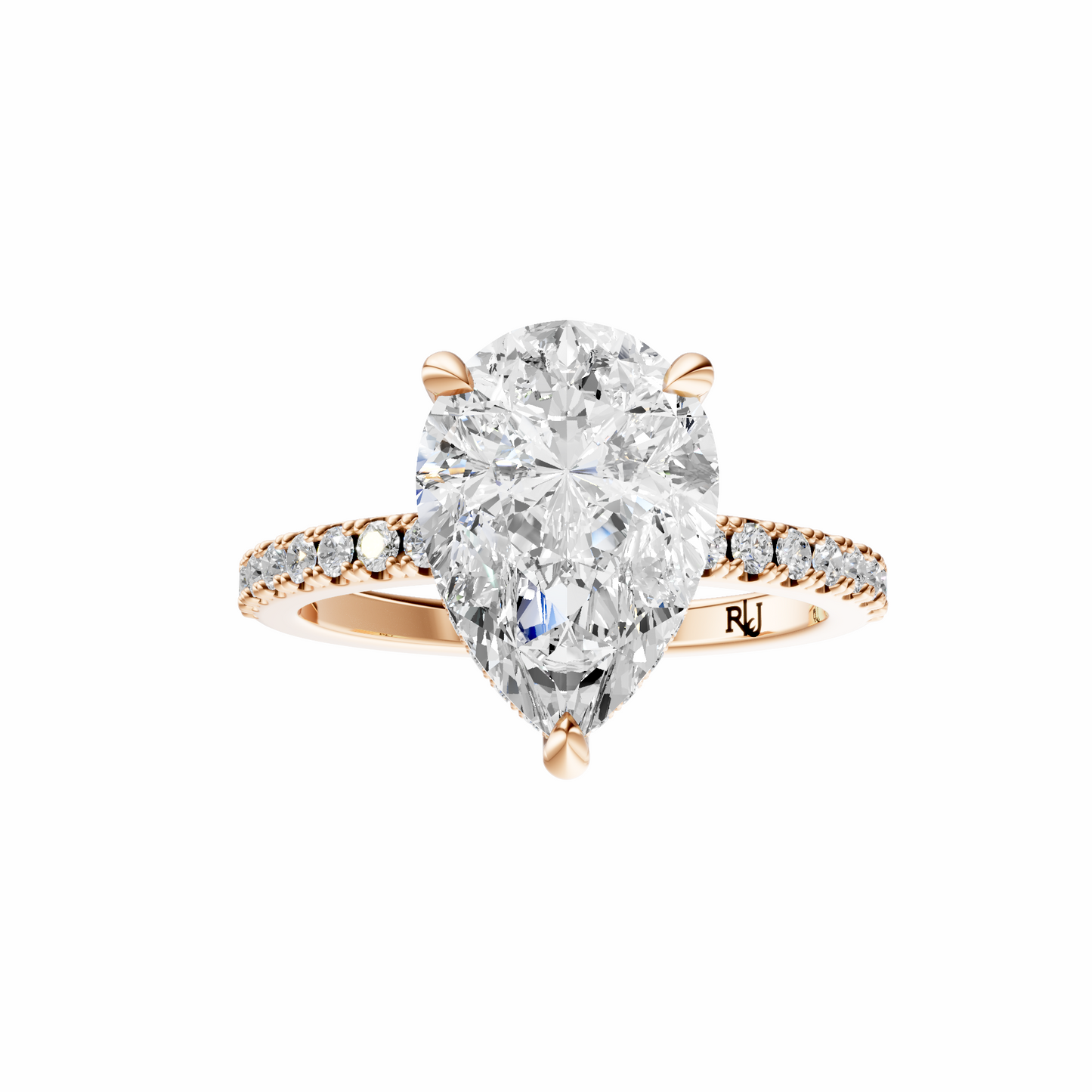 Pear Traditional Elegance Hidden Halo Setting