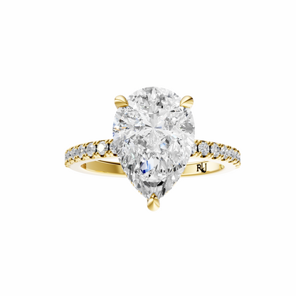 Pear Traditional Elegance Hidden Halo Setting