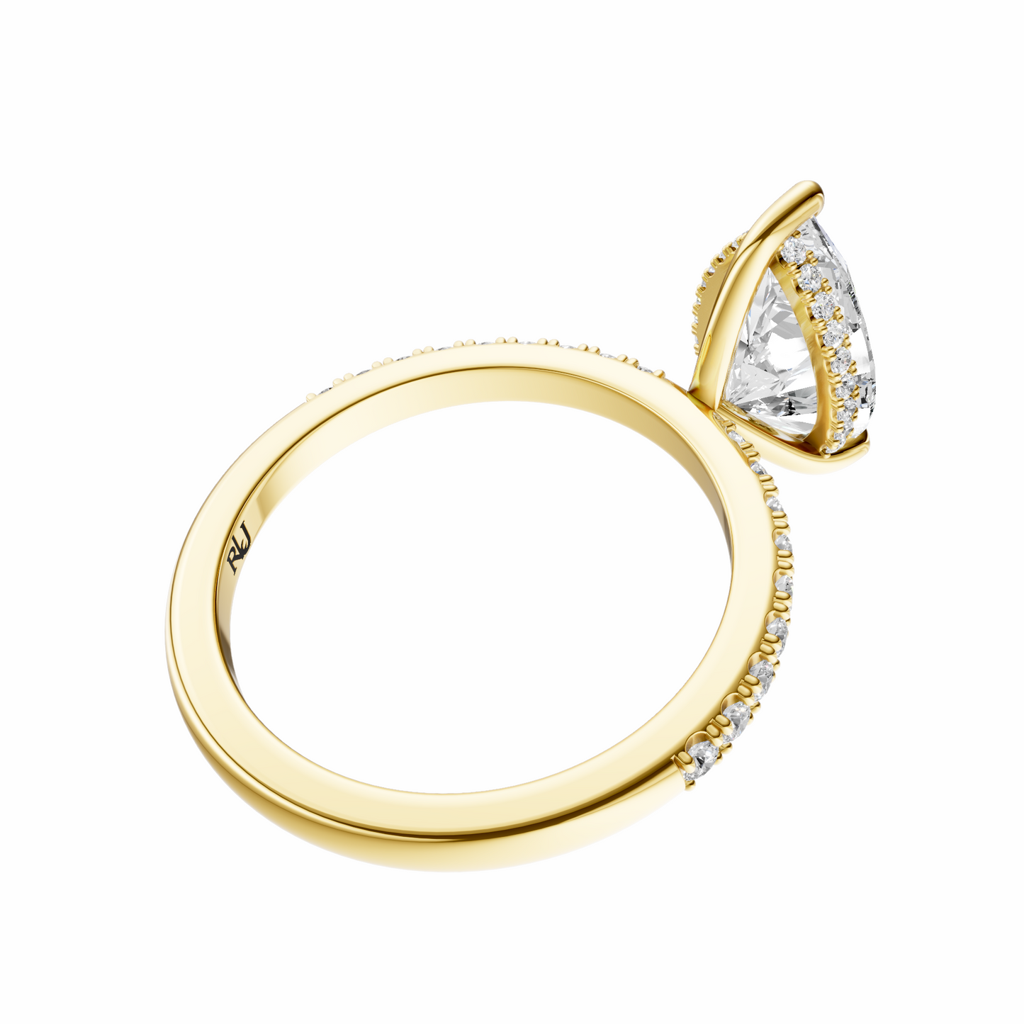 Pear Traditional Elegance Hidden Halo Setting