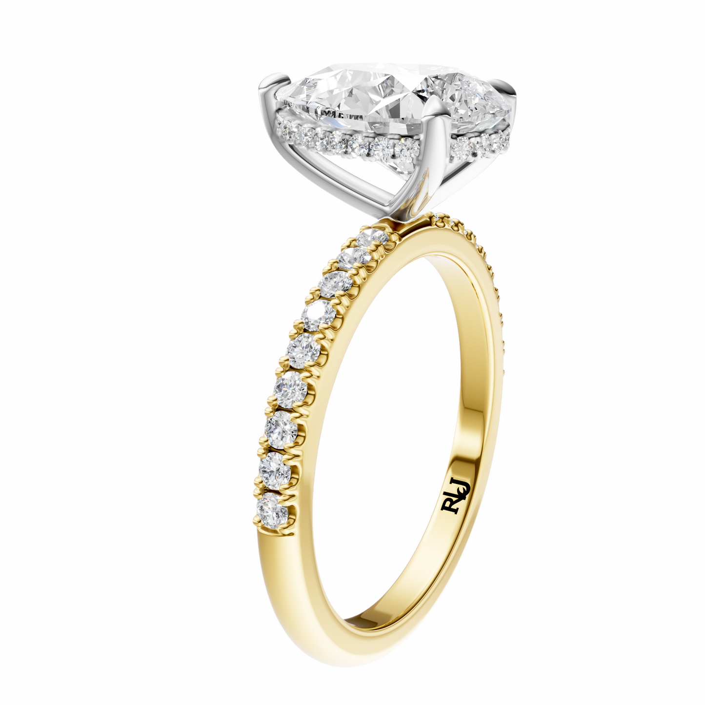 Pear Mixed Metal Traditional Elegance Hidden Halo Setting