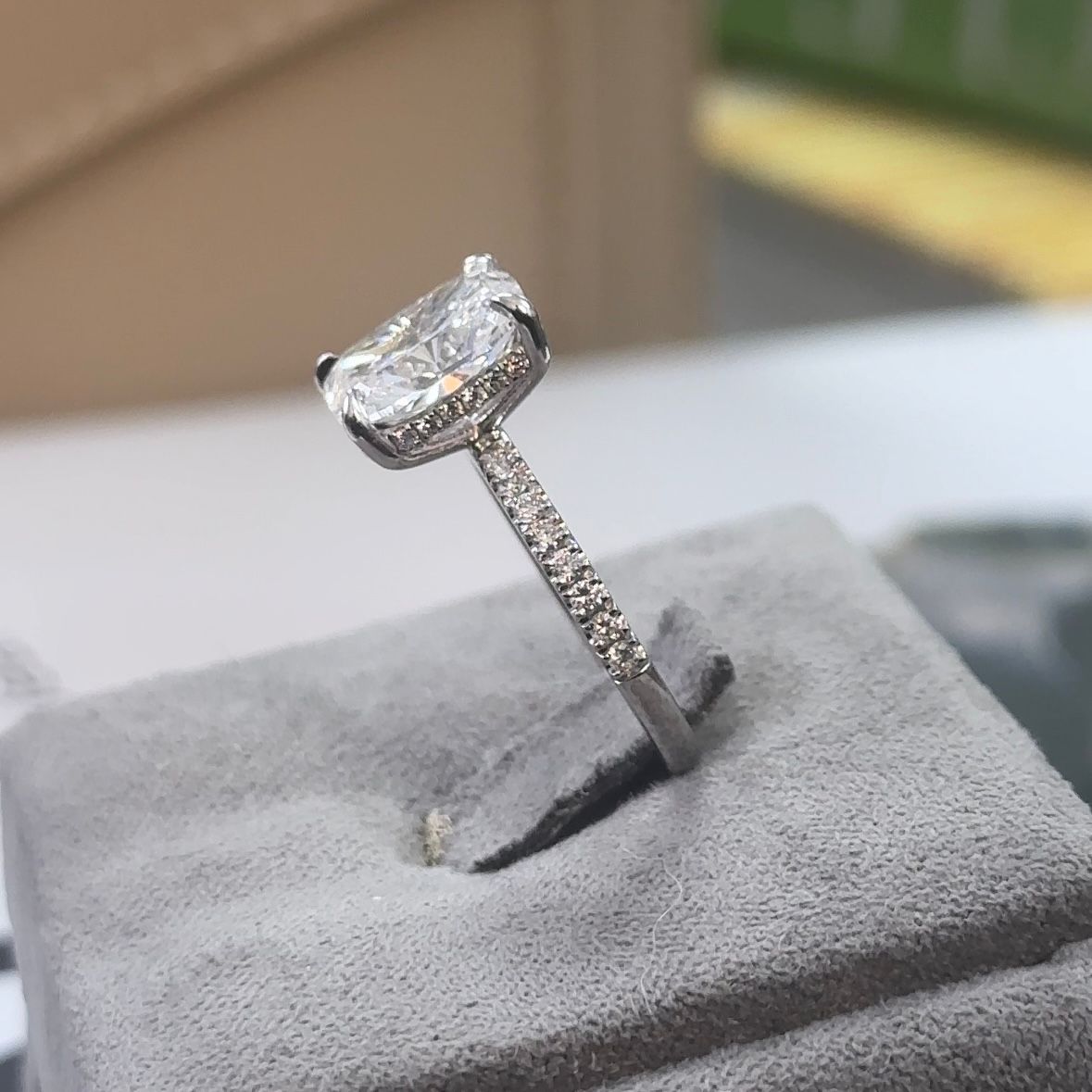 3.06 Carat Cushion Lab Diamond Traditional Elegance Hidden Halo Ring