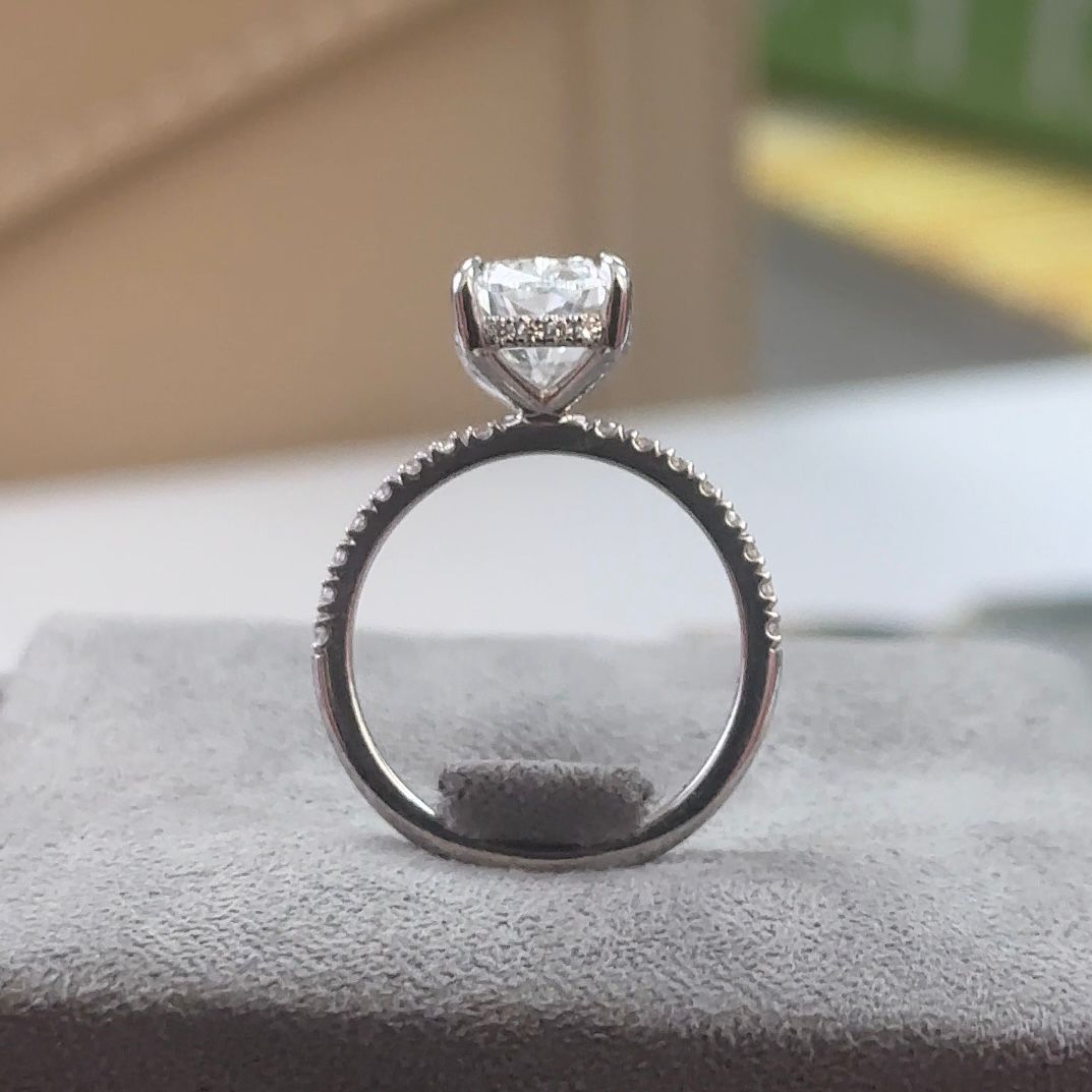 3.06 Carat Cushion Lab Diamond Traditional Elegance Hidden Halo Ring