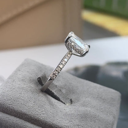 3.06 Carat Cushion Lab Diamond Traditional Elegance Hidden Halo Ring