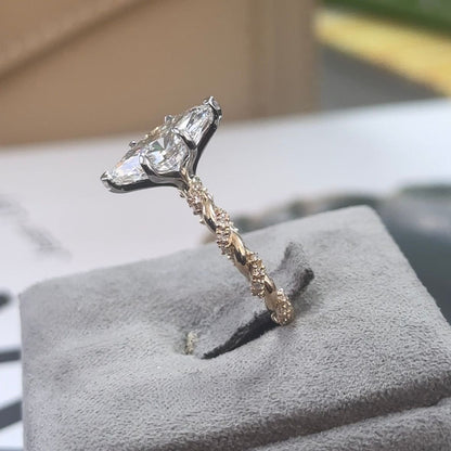 3.02 Carat Marquise Lab Diamond Two-Tone Accented Twisted Ring