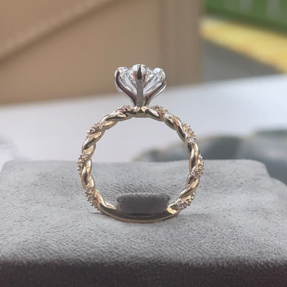 3.02 Carat Marquise Lab Diamond Two-Tone Accented Twisted Ring