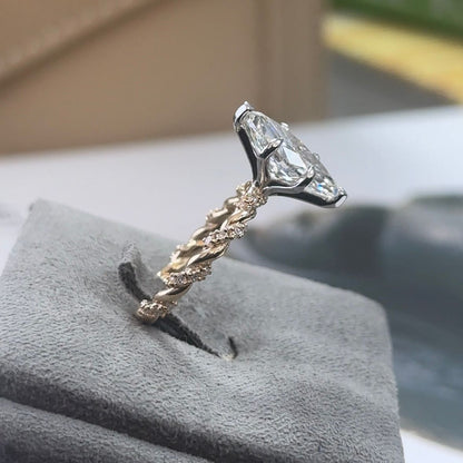 3.02 Carat Marquise Lab Diamond Two-Tone Accented Twisted Ring