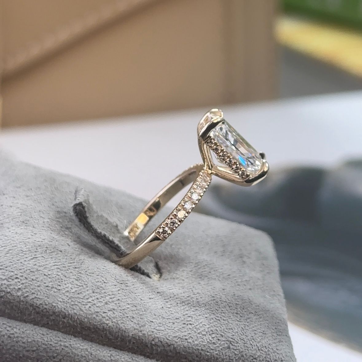 3.19 Carat Radiant Lab Diamond Traditional Elegance Hidden Halo Ring