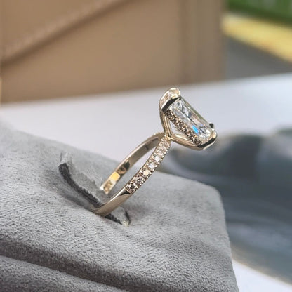 3.19 Carat Radiant Lab Diamond Traditional Elegance Hidden Halo Ring