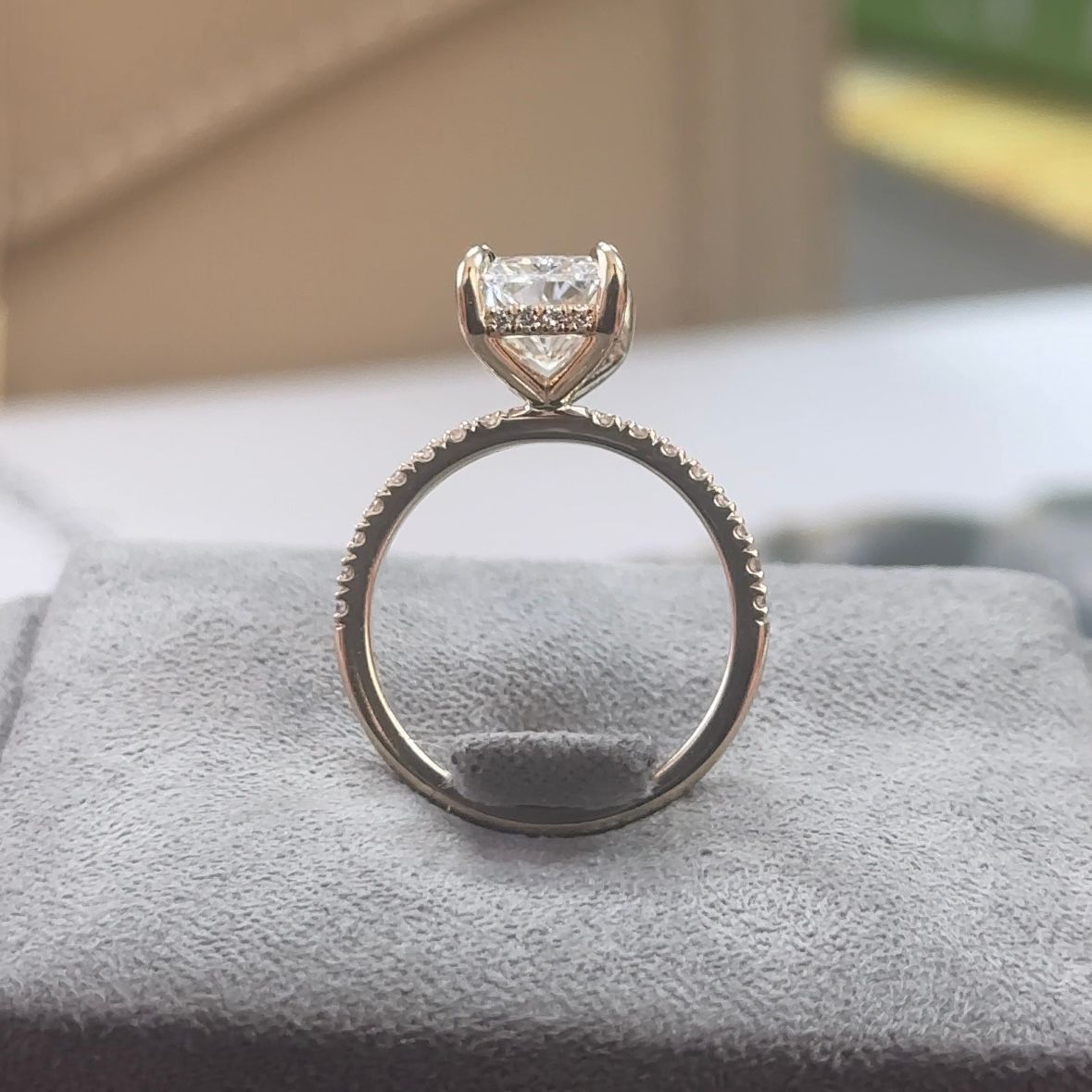 3.19 Carat Radiant Lab Diamond Traditional Elegance Hidden Halo Ring