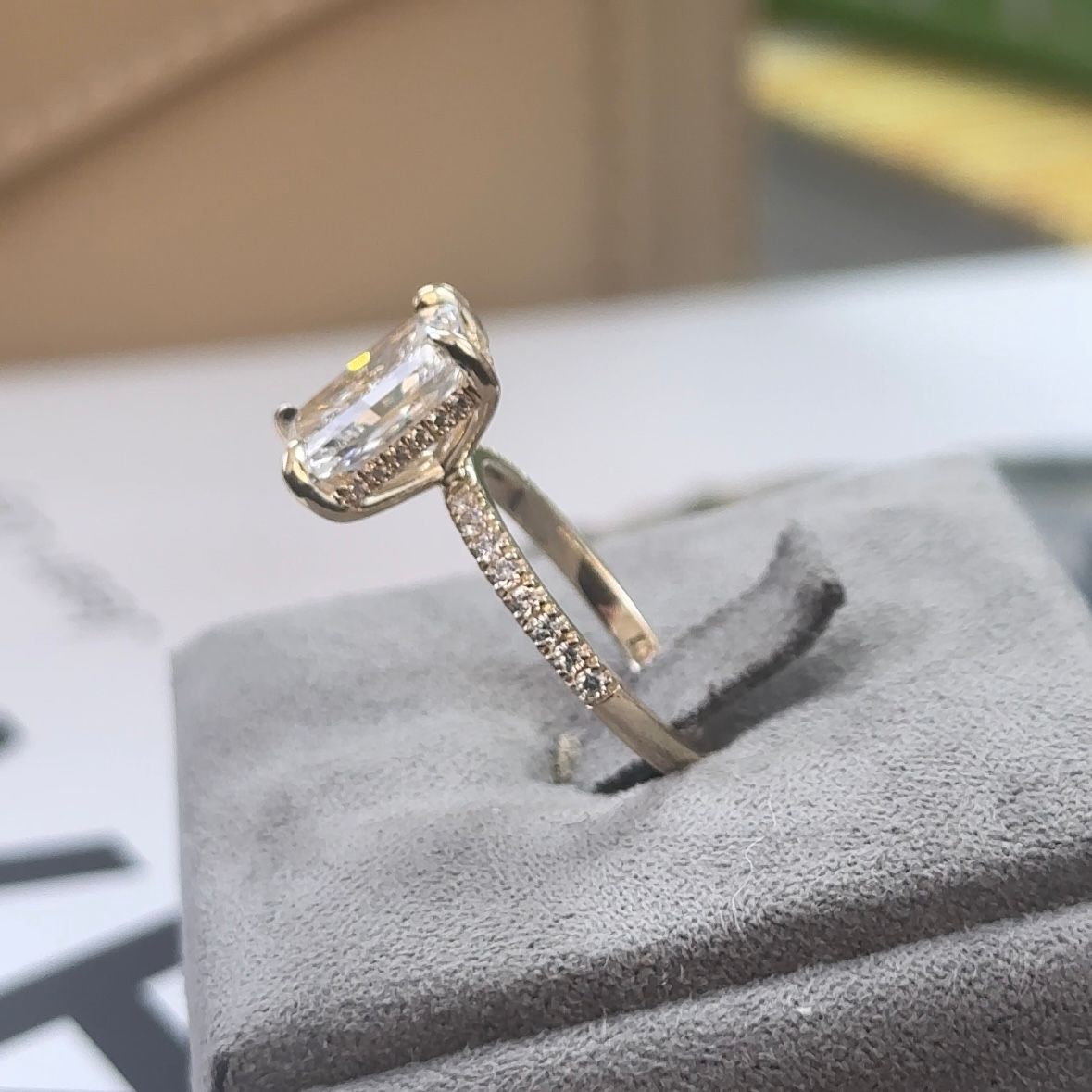 3.19 Carat Radiant Lab Diamond Traditional Elegance Hidden Halo Ring