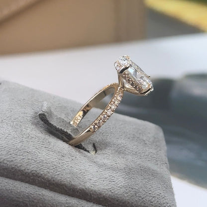 3.07 Carat Oval Lab Diamond Traditional Elegance Hidden Halo Ring
