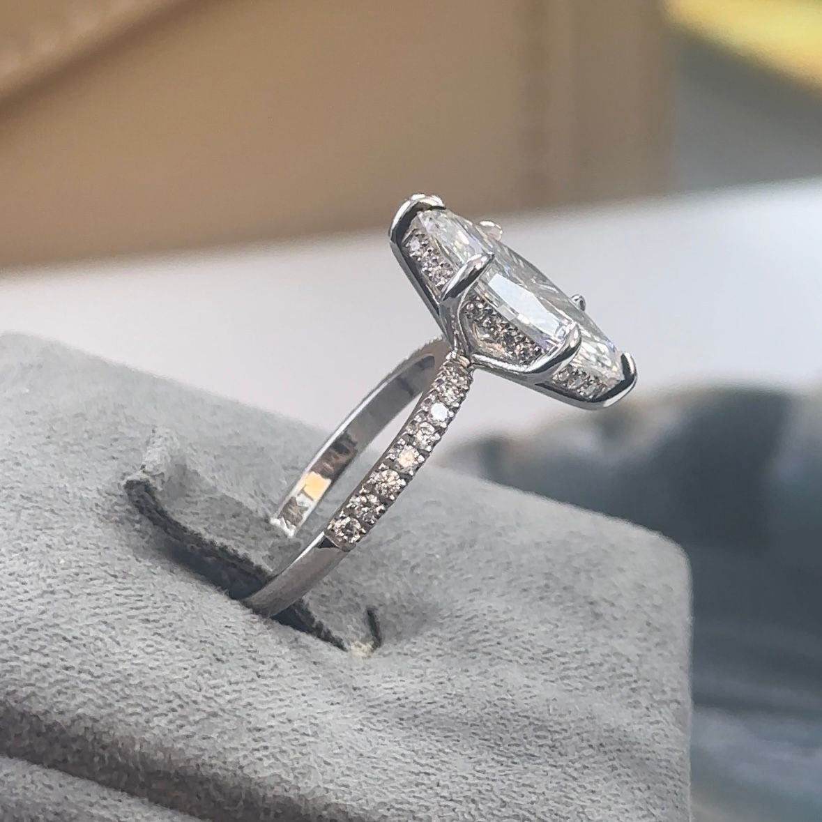 3.02 Carat Marquise Lab Diamond Traditional Elegance Hidden Halo Ring