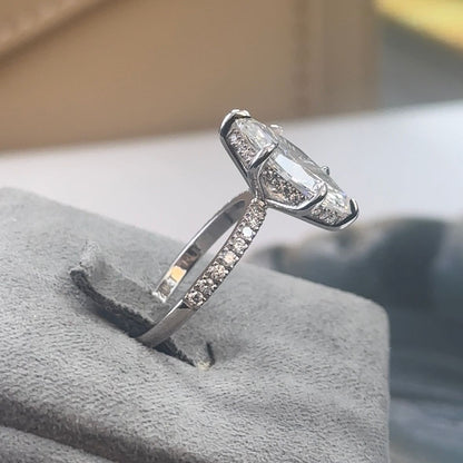 3.02 Carat Marquise Lab Diamond Traditional Elegance Hidden Halo Ring