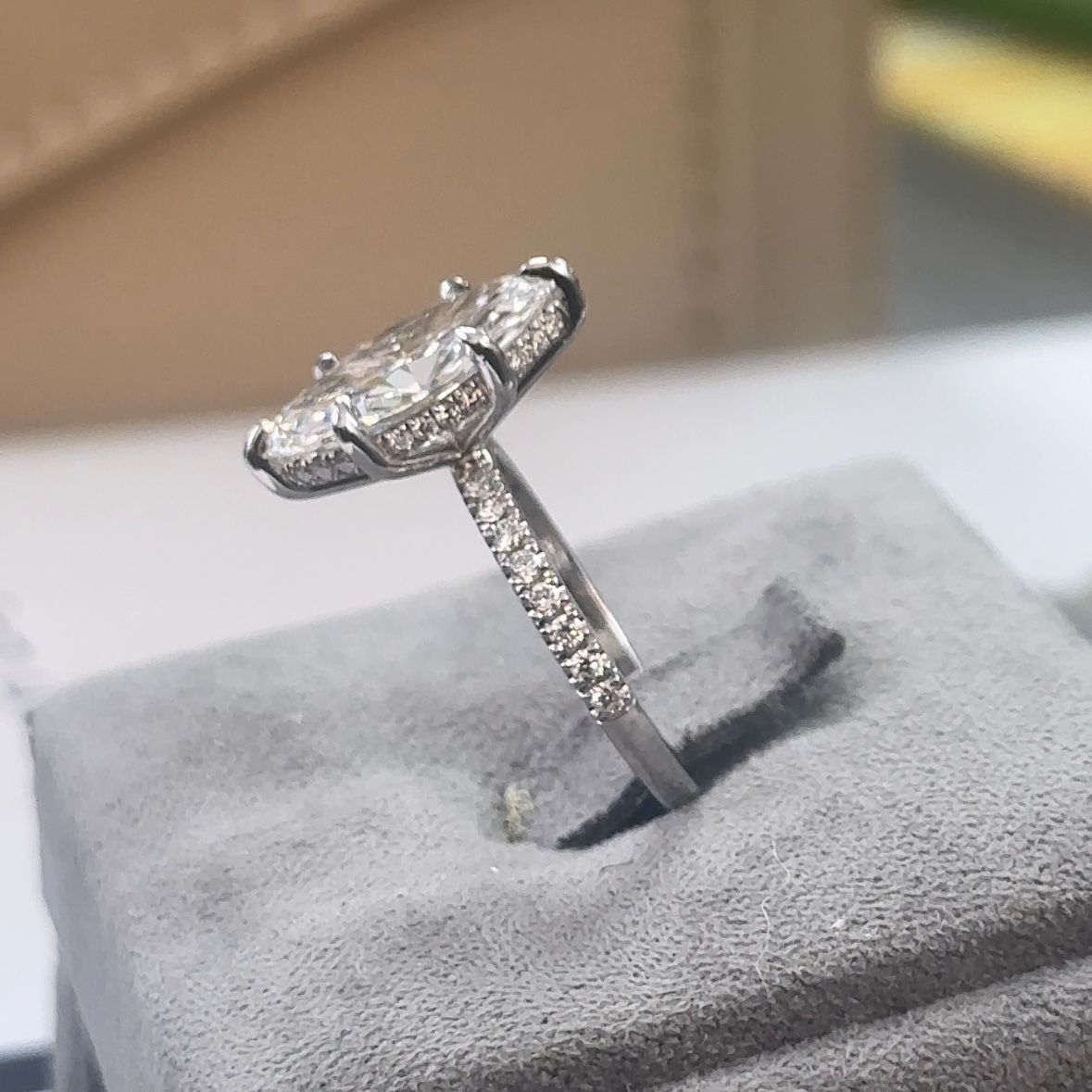 3.02 Carat Marquise Lab Diamond Traditional Elegance Hidden Halo Ring