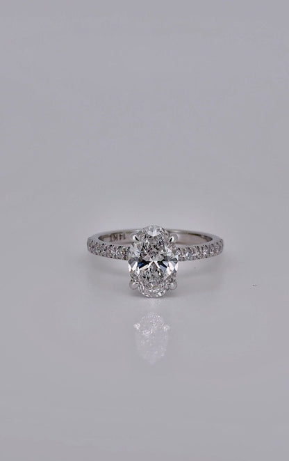 2.05Ct Oval E VVS2 Lab Diamond 14Kt White Gold Ring