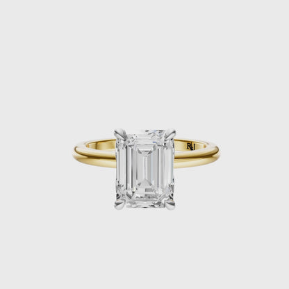 Emerald Mixed Metal Tulip Basket Solitaire Setting