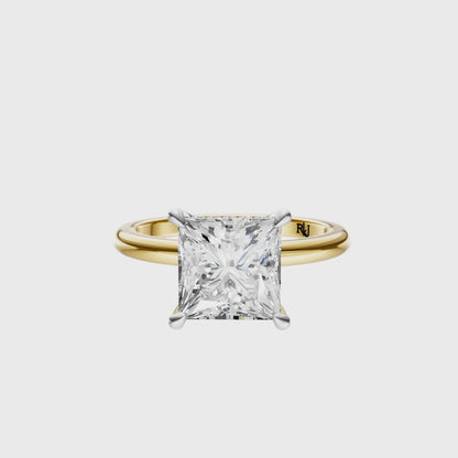 Princess Mixed Metal Hidden Halo Solitaire Setting