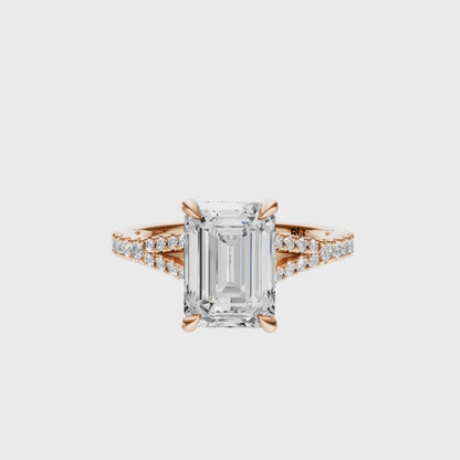 Emerald Traditional Split-Shank Cathedral Hidden Halo Setting