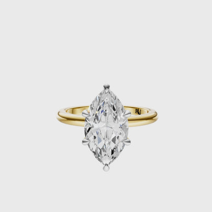Marquise Mixed Metal Hidden Halo Solitaire Setting