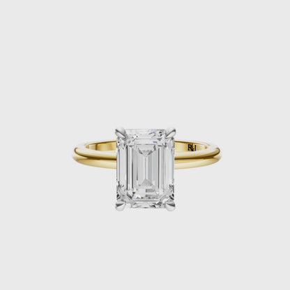 Emerald Mixed Metal Elegant Solitaire Setting