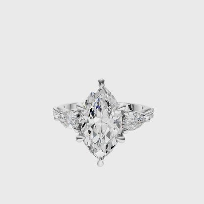 Marquise Accented Three Stone Pear Setting