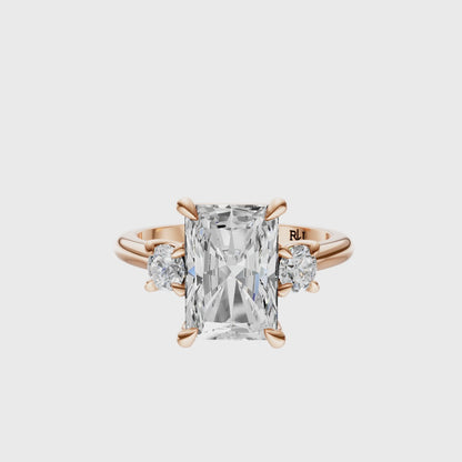 Radiant Three Stone Round Solitaire Setting