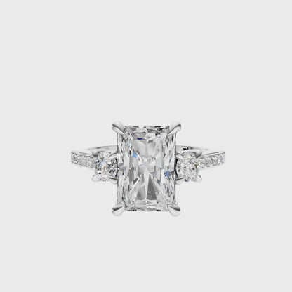 Radiant Accented Three Stone Round Setting