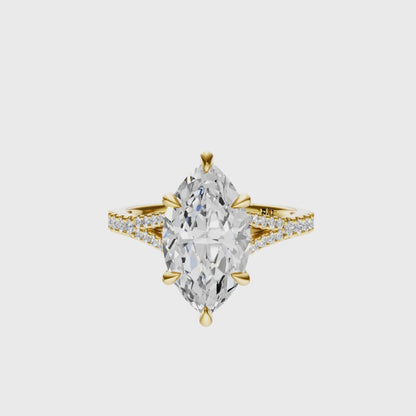 Marquise Traditional Split-Shank Cathedral Hidden Halo Setting